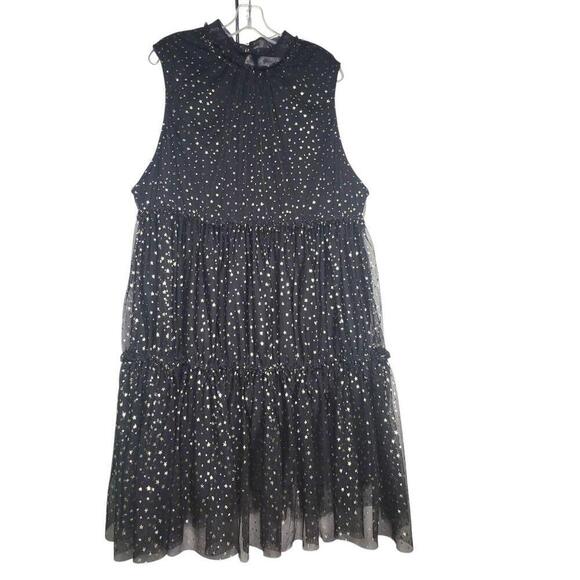 Popsugar Dress Womens Size 3X Black Aline Sleeveless‎ Ruffle Star Plus Size - Picture 5 of 7